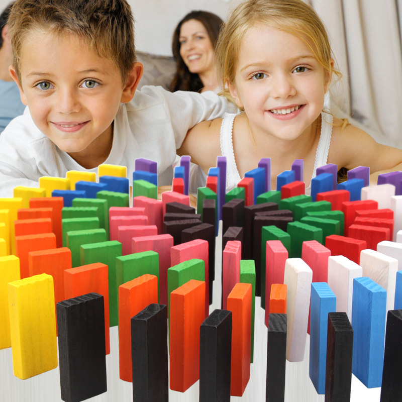 Children's building blocks 120 pieces of 12-color dominoes color cognitive early education AIDS educational enlightenment wooden toys