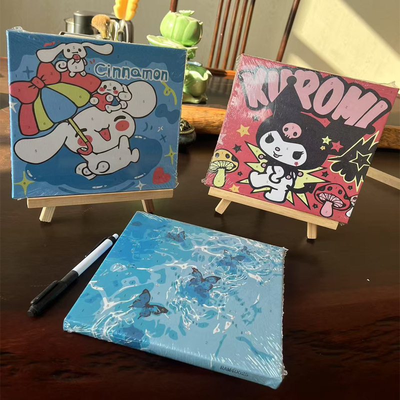 20*20 digital oil painting diy children's animation landscape acrylic hand coloring painting stationery shop night market stall wholesale