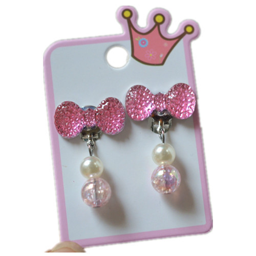 Wholesale children's ear clip earrings Princess without ear hole female fake earrings love flash diamond earrings earrings ear jewelry