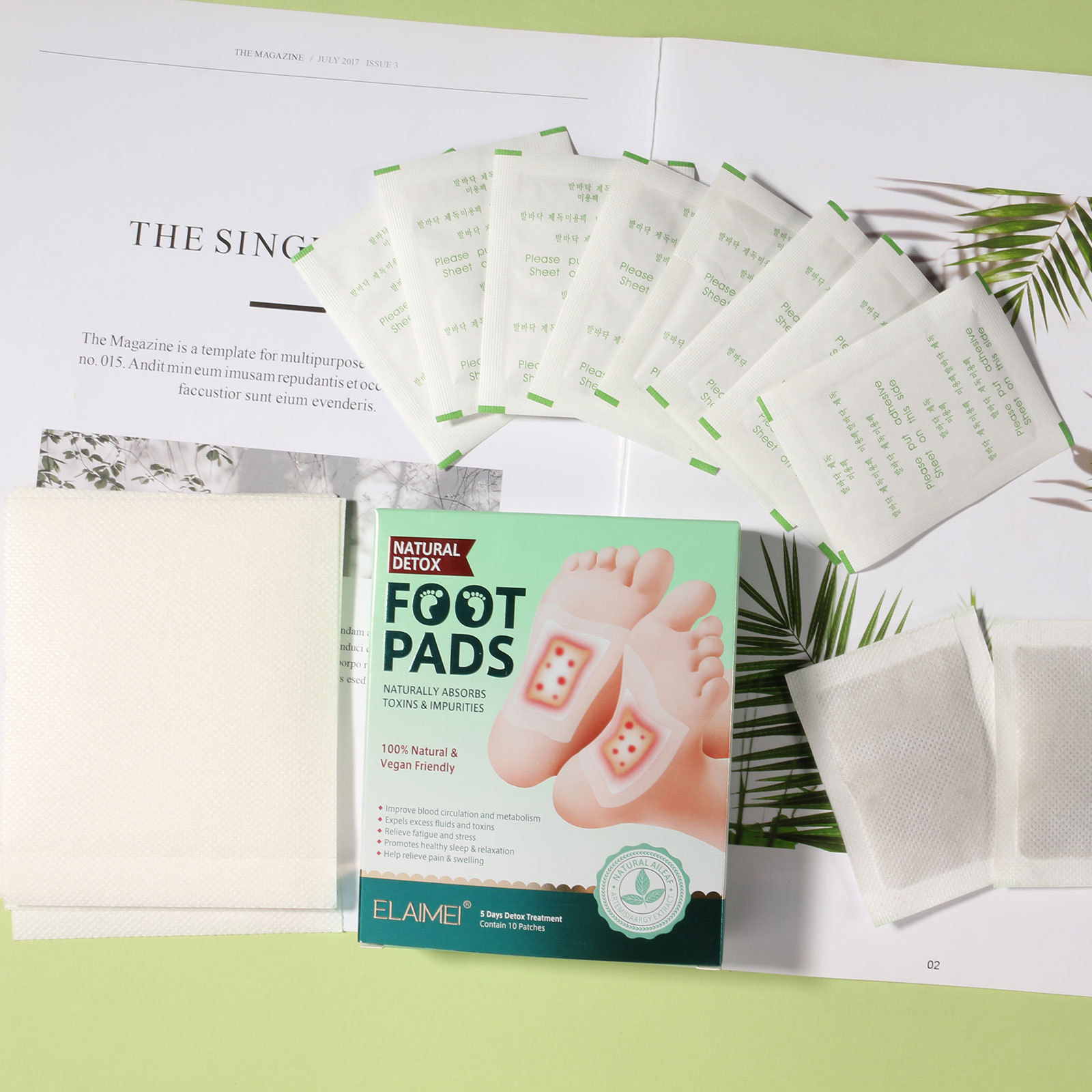 Кросс-бордерный патч с экстрактом полыни, бамбуковым уксусом и имбирем, 10 штук