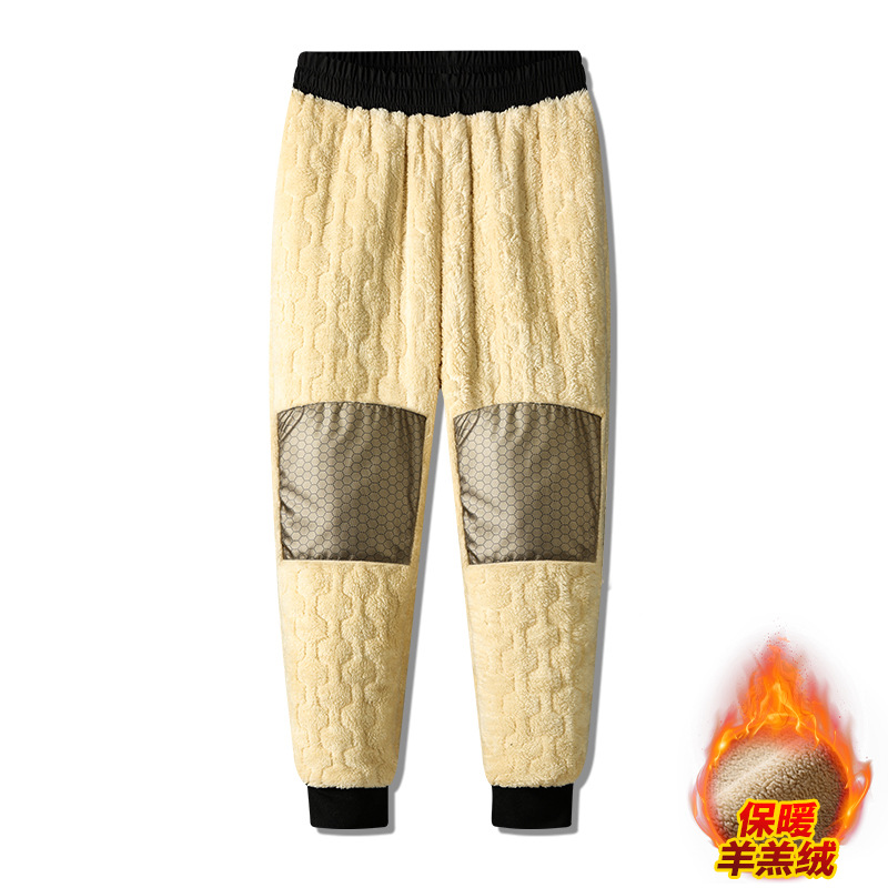 Graphene Winter Cotton Pants Men's Lamb Fleece Pants Windproof fleece-lined Thickened Casual Pants plus size Warm Sports Pants