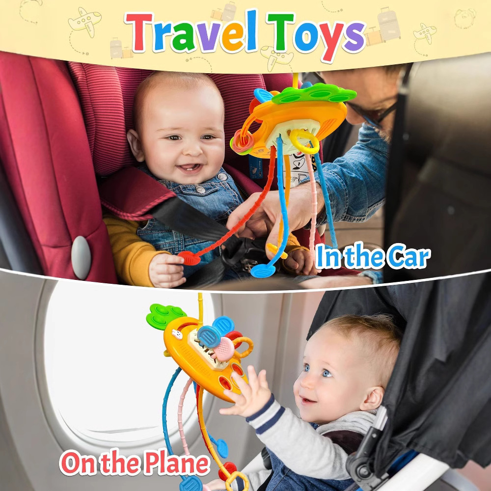 Cross-Border New Product Children's Cute Educational Chewable Radish Pull-Up Sensory Push-Pull and Press Fun Toy