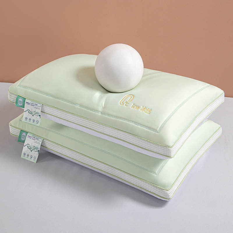 Summer Men's and Women's Cool Ice Silk Pillow Pillow Core Household Adult Cervical Spine Protection to Help Sleep Whole Head Wholesale Generation Hair