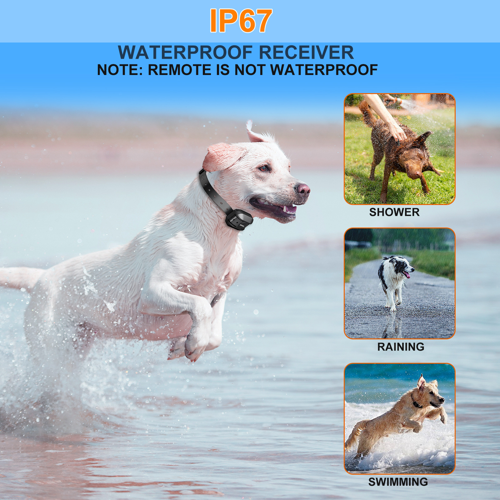 800 meters remote control rechargeable waterproof pet electric shock collar with vibration dog trainer bark stopper