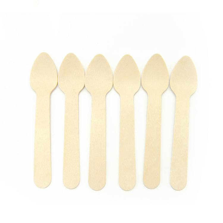 Disposable Birch spoon 110mm portable coffee spoon ice cream spoon wholesale custom wash-free biodegradable