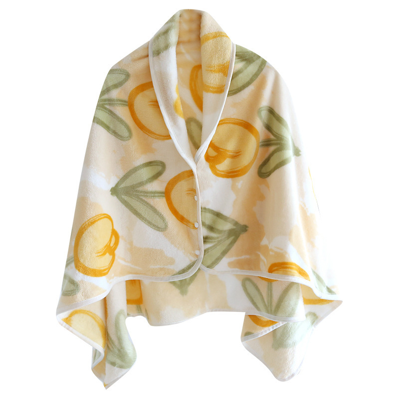 Flannel coral fleece fleece warm multifunctional shawl cape blanket lazy quilt cover leg Plaid cartoon