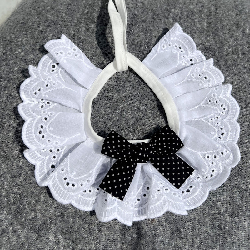 Cute Bib Collar Cat Dog Slip Towel Teddy Bib Round Neck Scarf Sweet Lace Bib