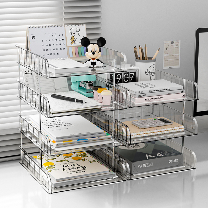 Special Transparent Visual File Rack Desktop Storage Cabinet File Storage Organizer Stationery Office A4 Paper Lazy Person