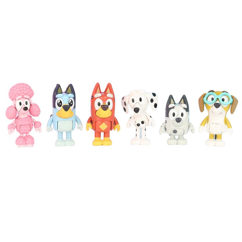12 Bluey Model Ornaments Bingo Friends Puppy Joint Movable Car Ornaments Doll Toy