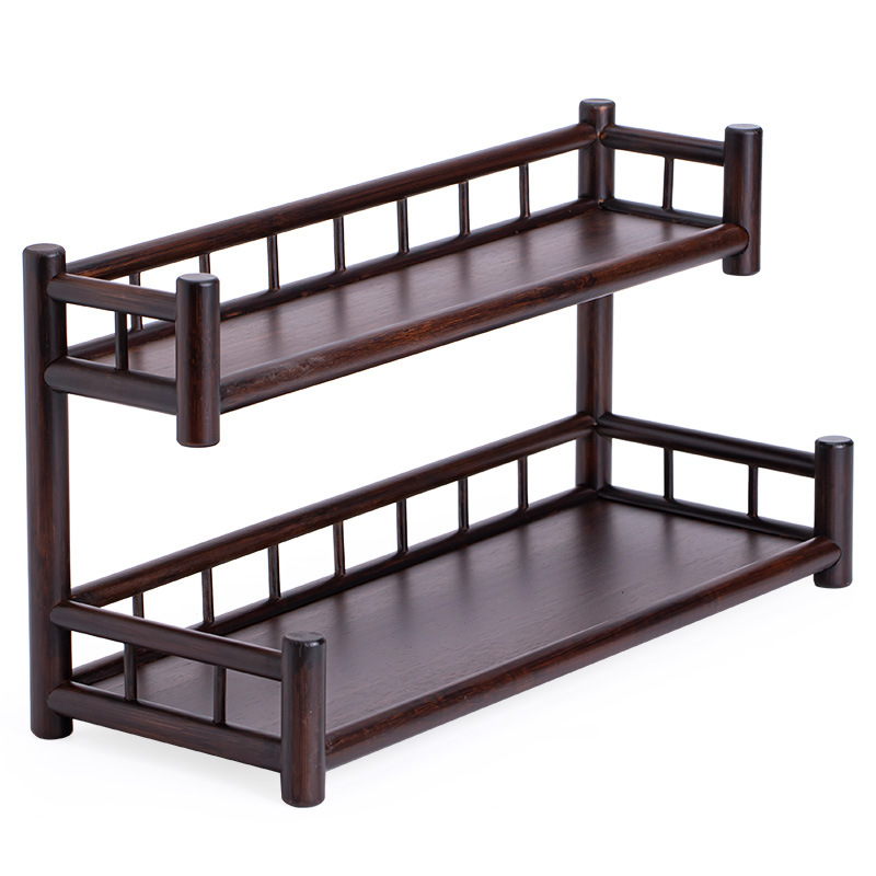 Desktop Antique Rack Small Solid Wood Ornaments Storage Tea Cup Storage Shelf Tea Set Multi-Layer Tea Holder Tea Rack Display Rack