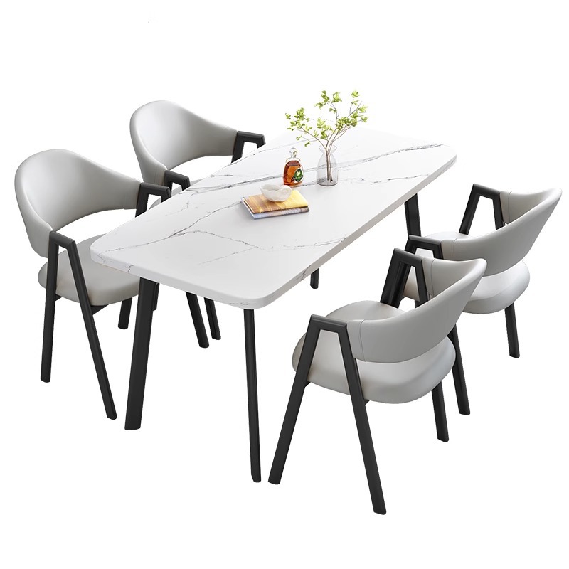 Nordic rectangular table simple leisure commercial reception meeting table small apartment dining table dining table table chair set