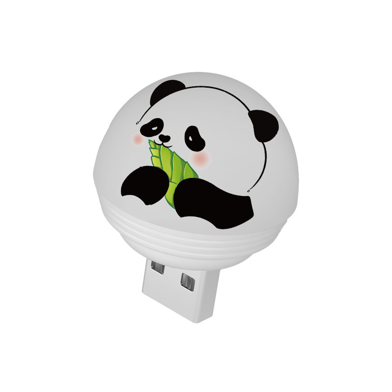 Panda USB night light eye protection voice night light mobile power charging head mini portable bedside bedroom