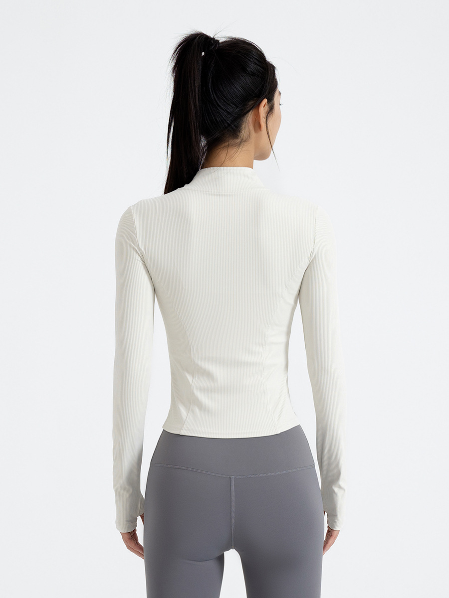 Juyitang New Striped Stand Collar Slim Slim-fit Sports Jacket Women's Running Fitness Yoga Jacket