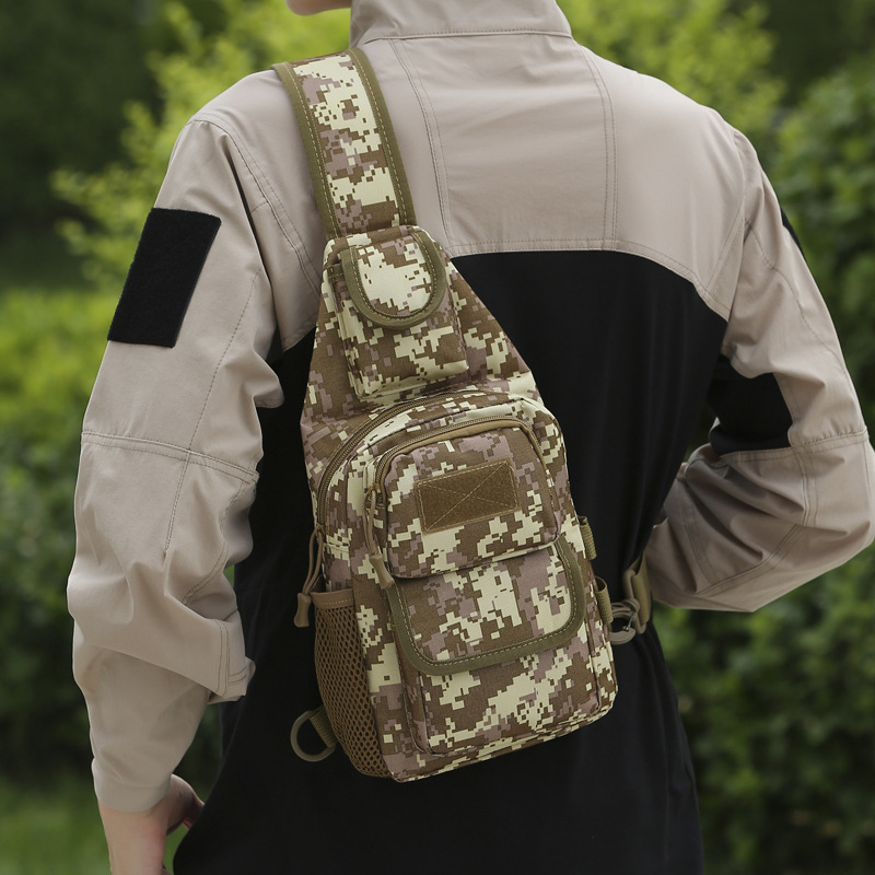 Cross-Border Outdoor Camouflage Chest Bag Multi-Functional Shoulder Bag Crossbody Bag Men's Large Capacity Outdoor Mountaineering Bag Luya Bag