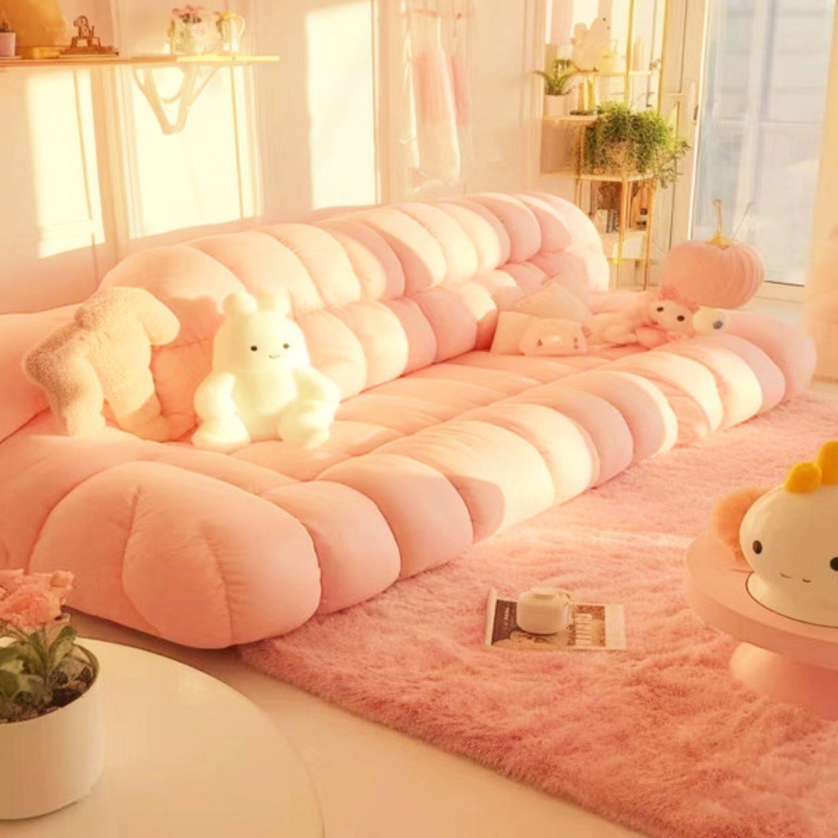 Rabbit Fur Living Room Bedroom Thickened Carpet Full of Cute Dopamine Bedside Blanket Home Girl Pink Room Carpet