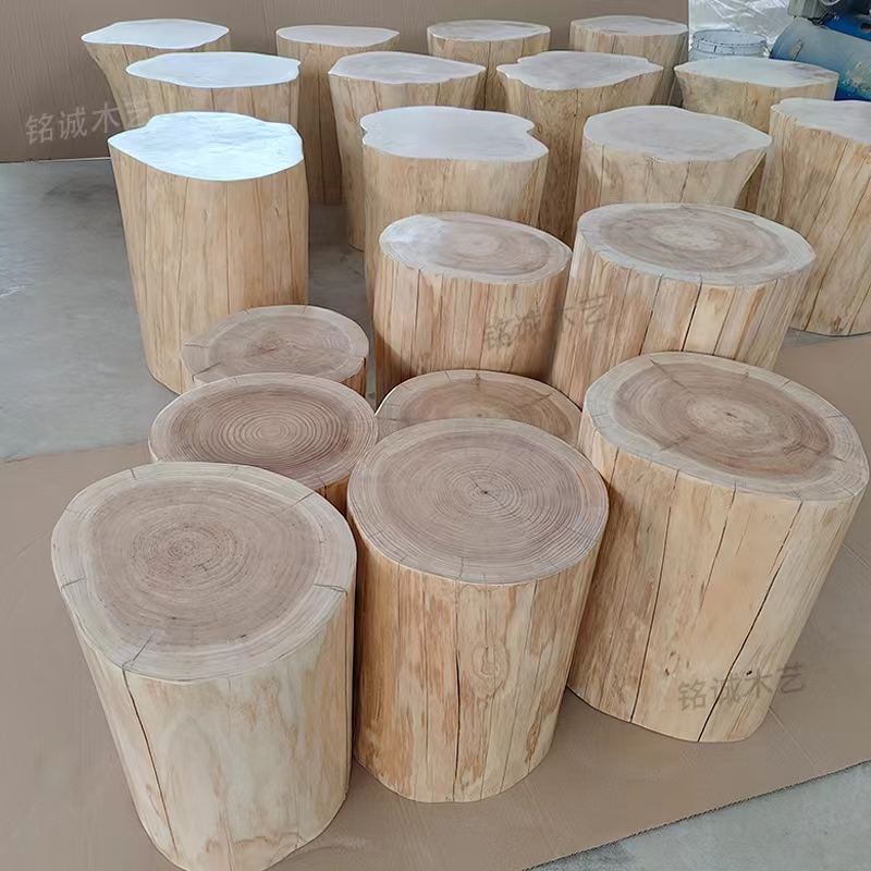Log Stump Stool Cunninghamia Lanceolata Stump B & B Flower Rack Ornaments Hotel Bedside Cabinet Living Room Sofa Side Tables