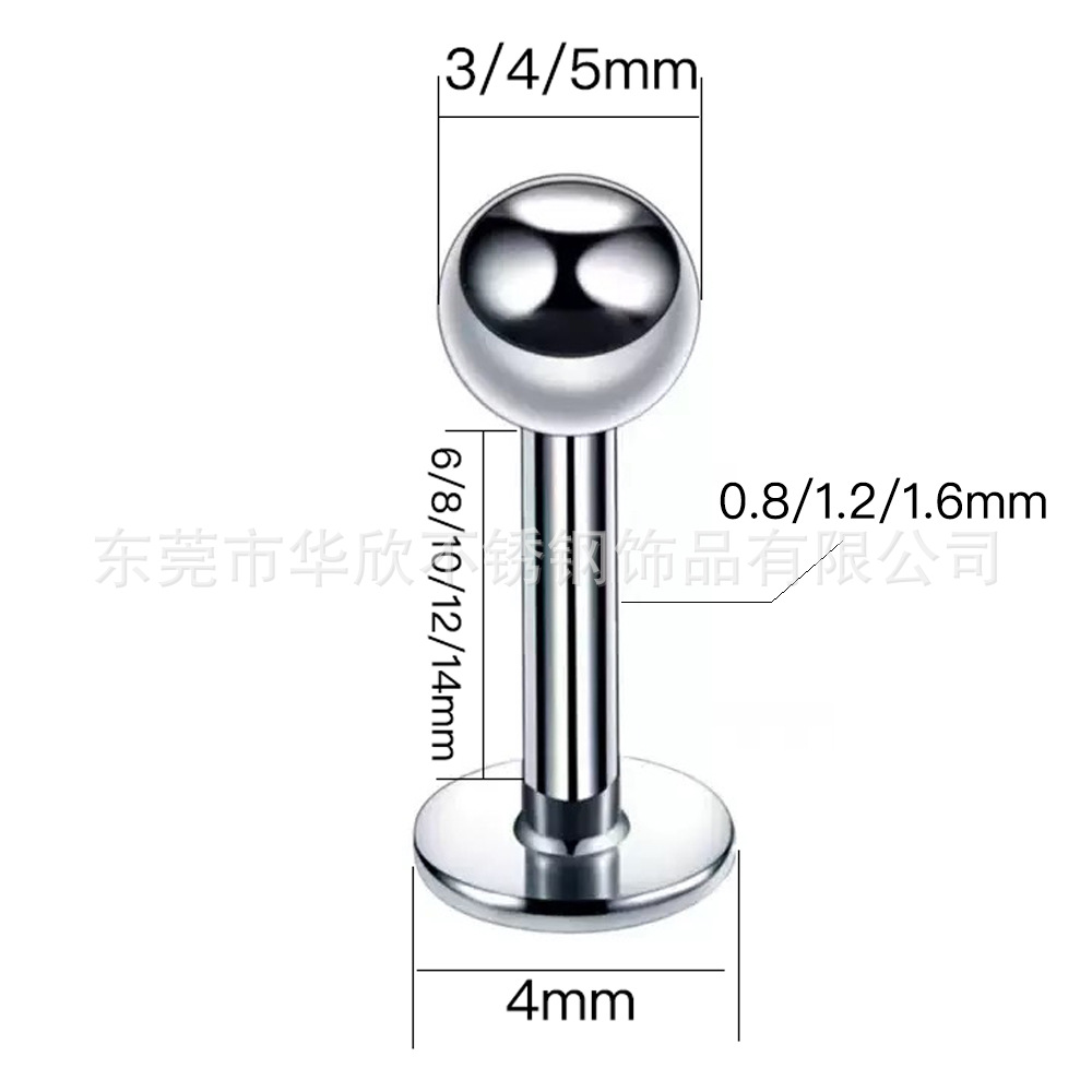 Titanium Steel Lip Studs Cross-Border Foreign Trade Source Manufacturer Round Ball Style Pointed Cone Style Piercing Jewelry Earrings Cross-Border Foreign Trade