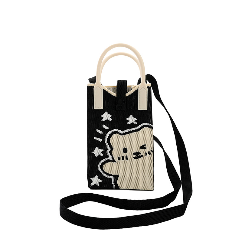 New Korean Style Mobile Phone Bag Cute All-match Handbag Mini Knitted Handbag Single Shoulder Bag Crossbody Handbag