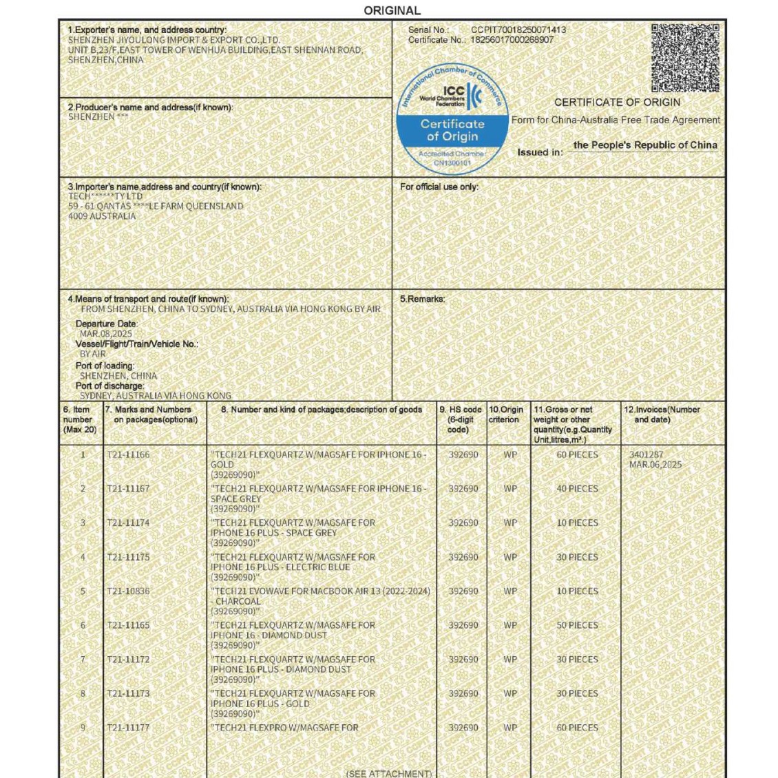 Сертификат о происхождении Китай-Чили форма F, сертификат о происхождении Китай-Чили, сертификат о преференциальной таможенной очистке Чили, агентство