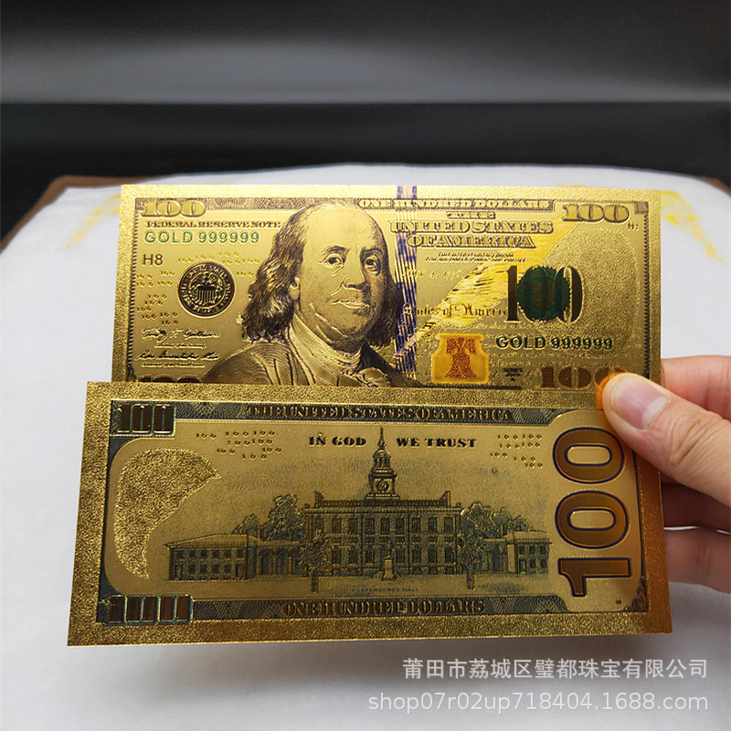 Imitation Gold Foil Commemorative Gold Banknote Double-Sided 100 Dollar Gold Foil Banknote to Attract Wealth and Money Mother American Travel Commemorative Banknote as a Gift