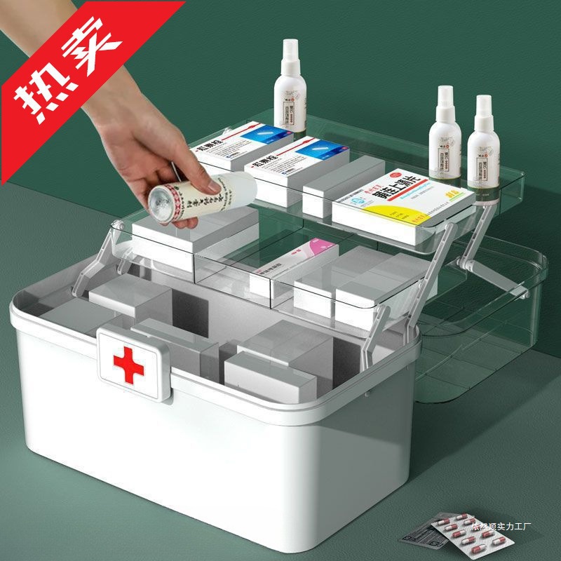 Medicine box multi-layer medicine box household large capacity full set of emergency medical drugs storage through wholesale