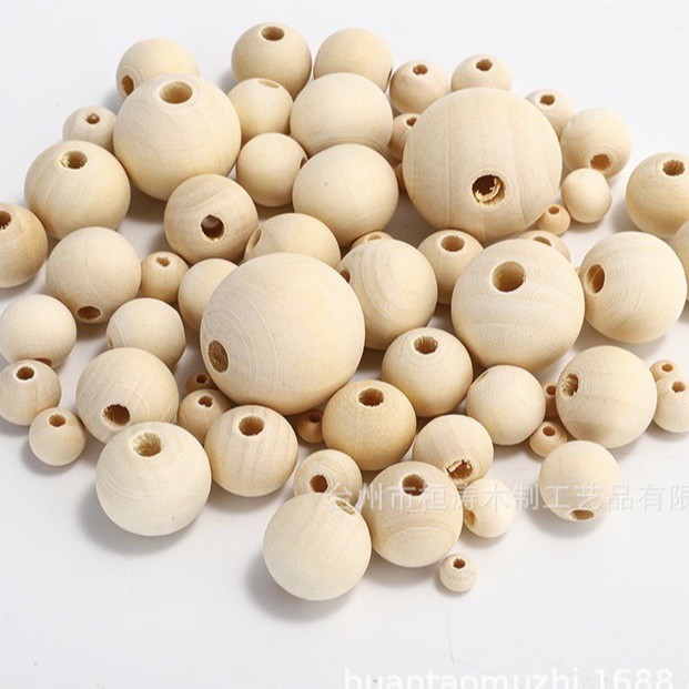 Source manufacturers spot 6-50mm lotus wood wholesale DIY material wood beads round beads loose beads wood balls log color wholesale