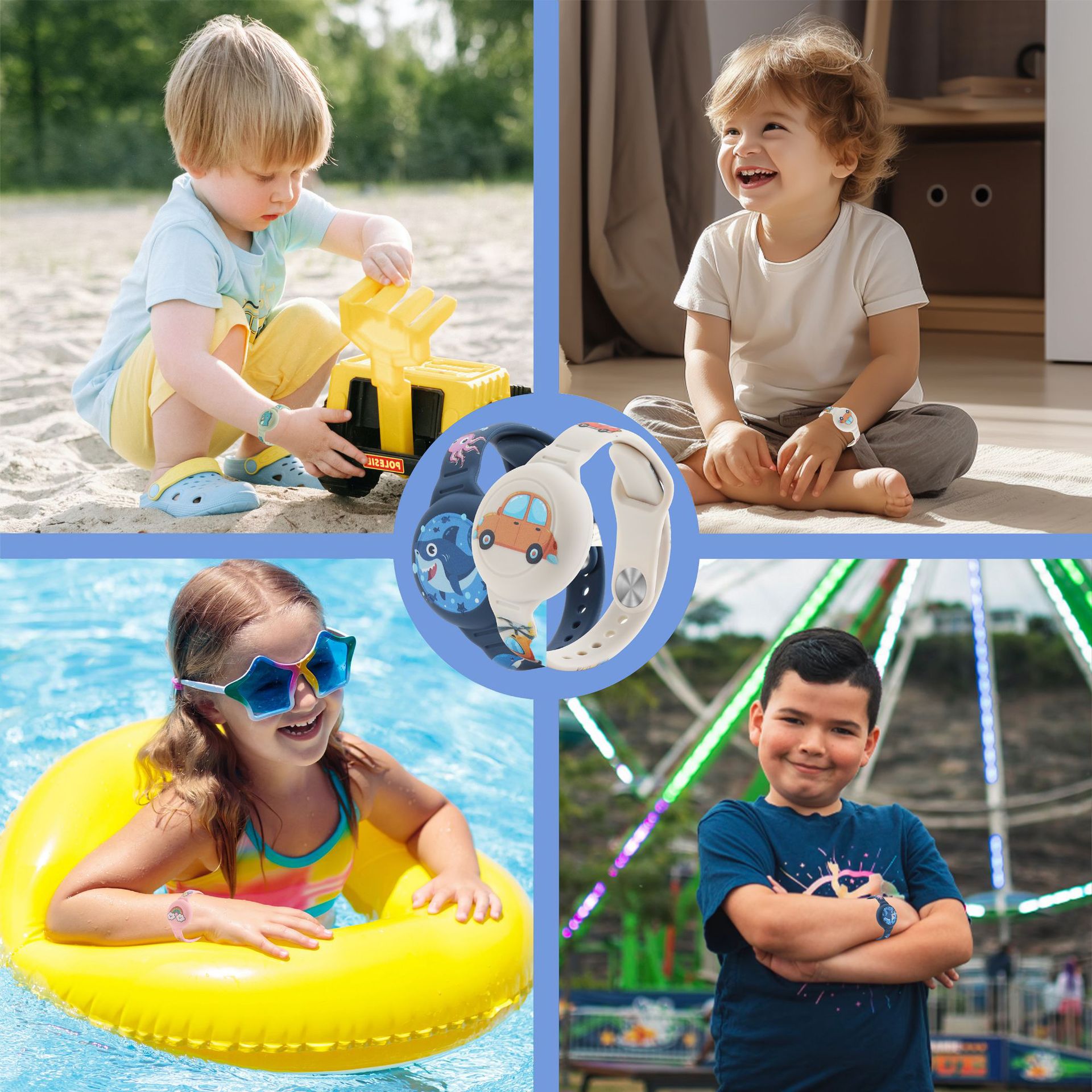 Suitable for Apple Airtag Protective Case Children Cartoon Bracelet Waterproof Strap Anti-lost Locator Silicone Wristband