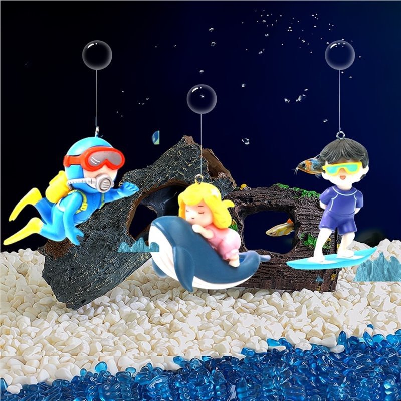 Ландшафтные украшения Дивер для аквариума Пластиковые ремесленные DIY Декоративные аксессуары Мультяшный настольный декор