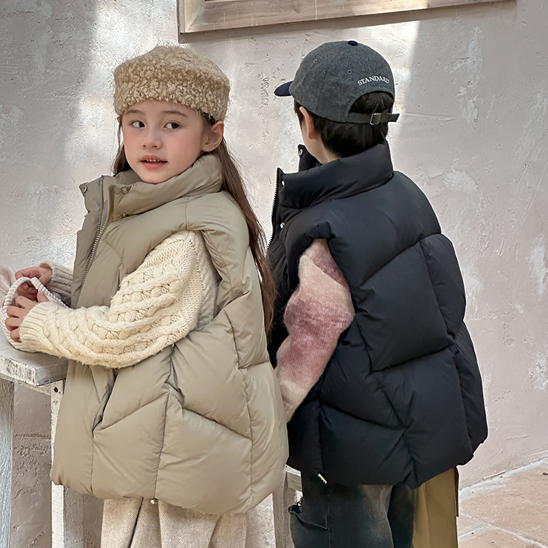 Утолщенный пуховик без рукавов для детей малых и средних размеров, новый осенне-зимний жилет для мальчиков и девочек, верхняя одежда