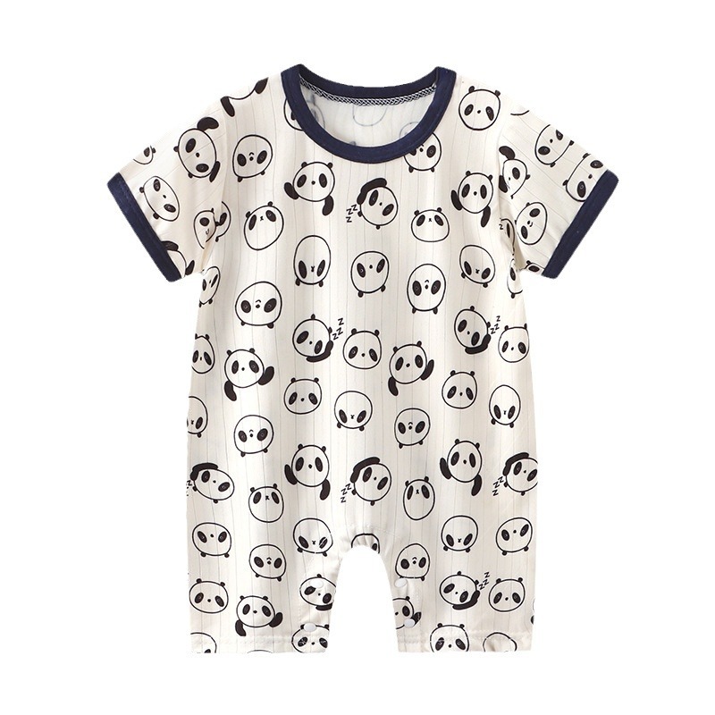 New Infant Short-sleeved Open-end Hare Clothes for Boys and Girls Baby Cartoon Thin Body-length Clothes for Newborns Super Cute Short Climbing Trendy