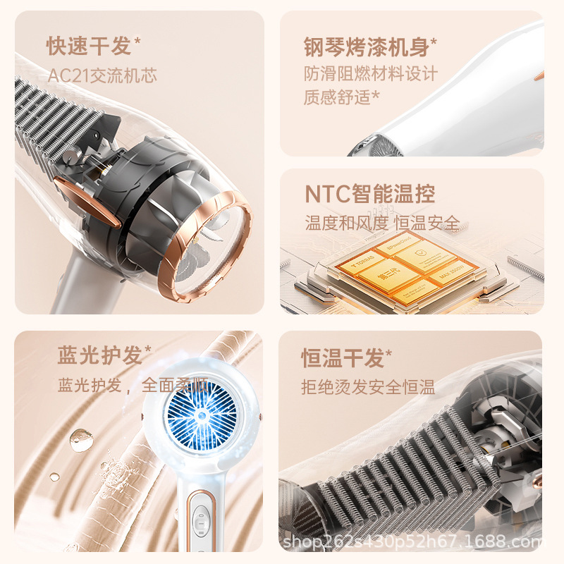 Hair Dryer with High Wind Power for Home Barber Shop and Hair Salon High Speed High Power Negative Ion Constant Temperature Hair Care Hair Dryer