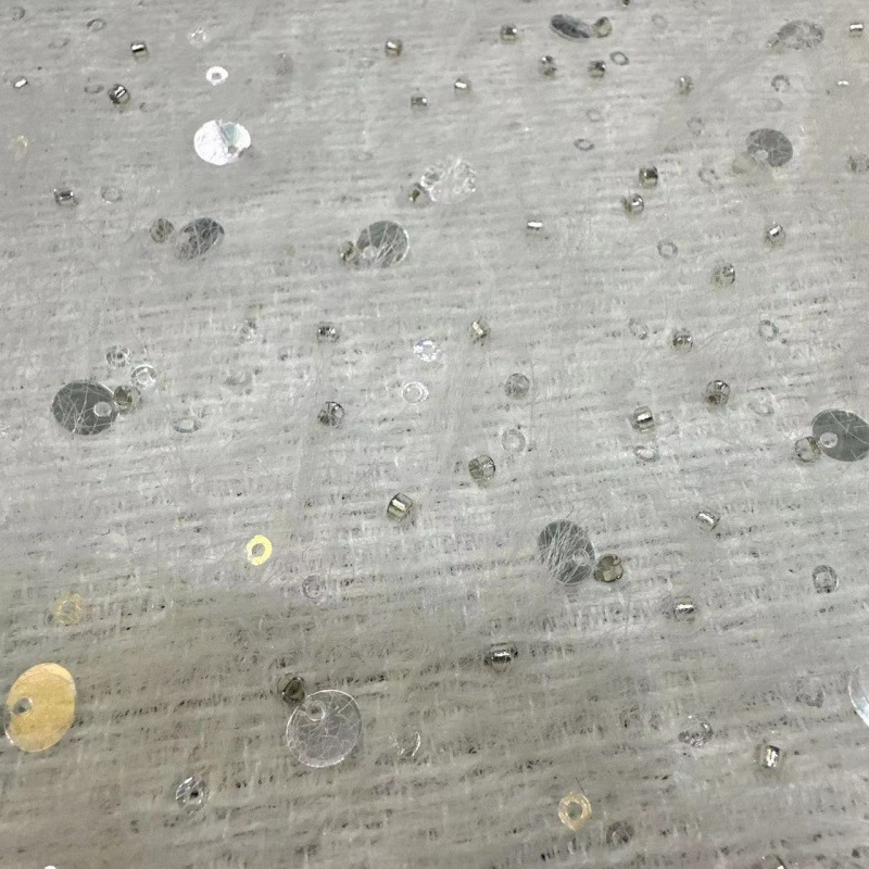 Manufacturer Supplies Tweed Fabric with Gold Thread Embroidery for Jackets and Dresses in Autumn and Winter