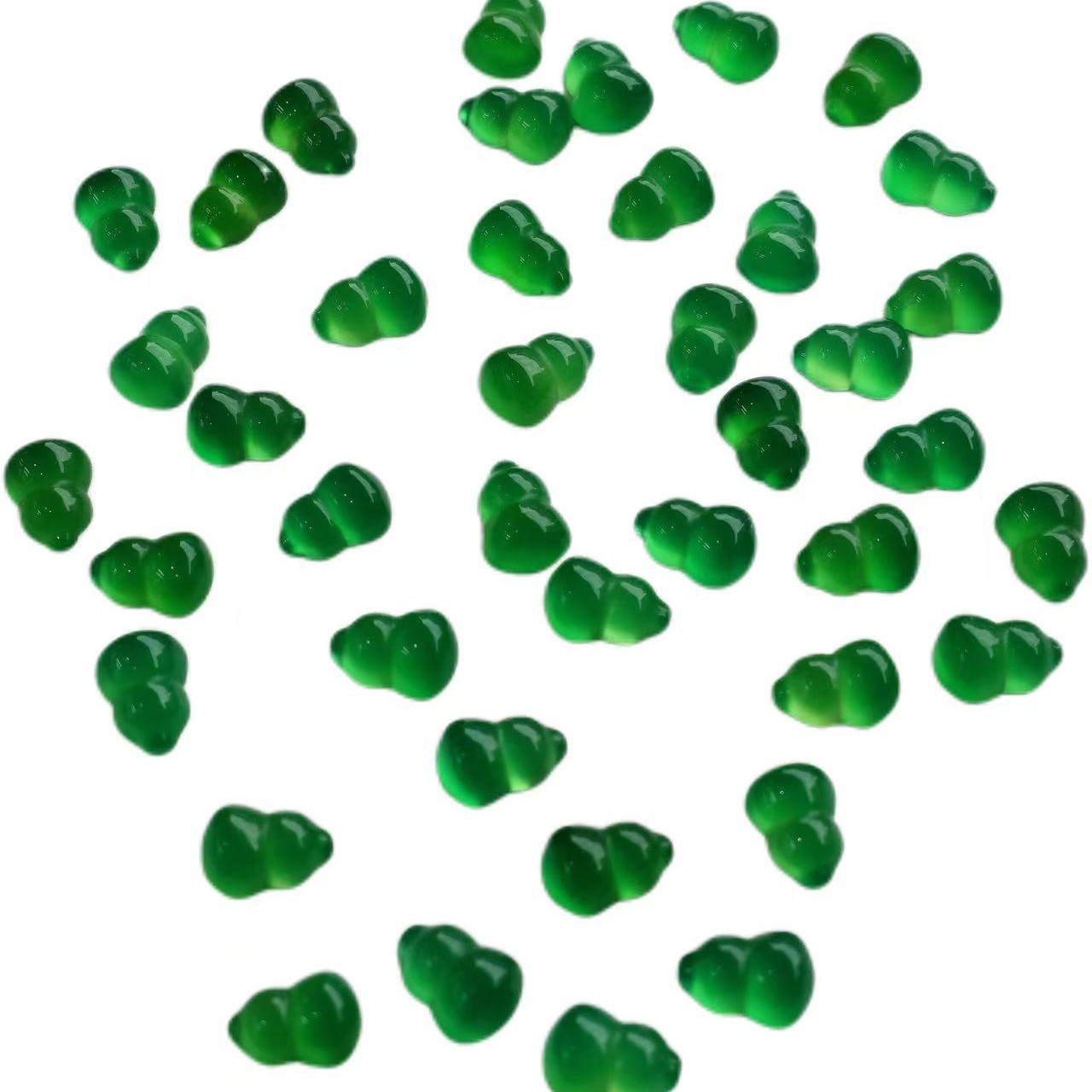 Natural green chalcedony flat bottom 7*9 gourd bracelet pendant bare stone carving craft accessories jewelry wholesale processing