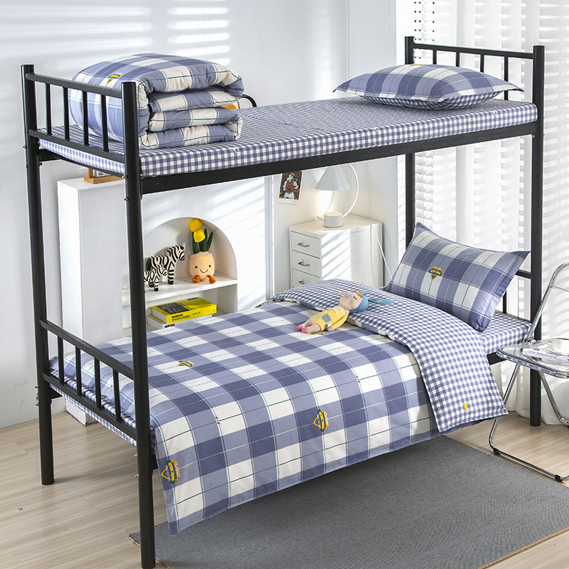 Factory wholesale student dormitory cotton three-piece set of enterprises and institutions quilt quilt cover sheets six-piece bedding