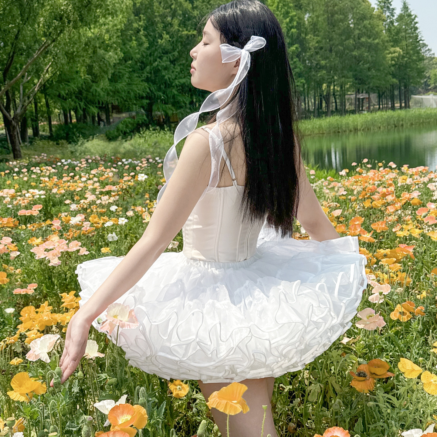 Lolita Petticoat 35cm Violent Boneless Soft Tulle Dog Short Cos Flying Puffy Skirt Duck Butt Violent Petticoat