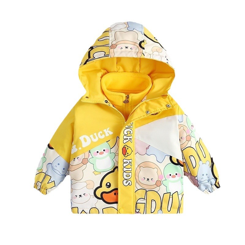 Authentic Little Yellow Duck Children's Jacket 2024 Spring and Autumn Two-Piece Set for Boys and Girls Three-In-One Windproof Warm Jacket