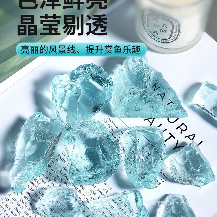 Ice Blue Glazed Crystal Fish Tank Landscaping Ornaments Aquarium Stone Creative Decorative Bottom Sand Scenery Paving Ornamental Stone