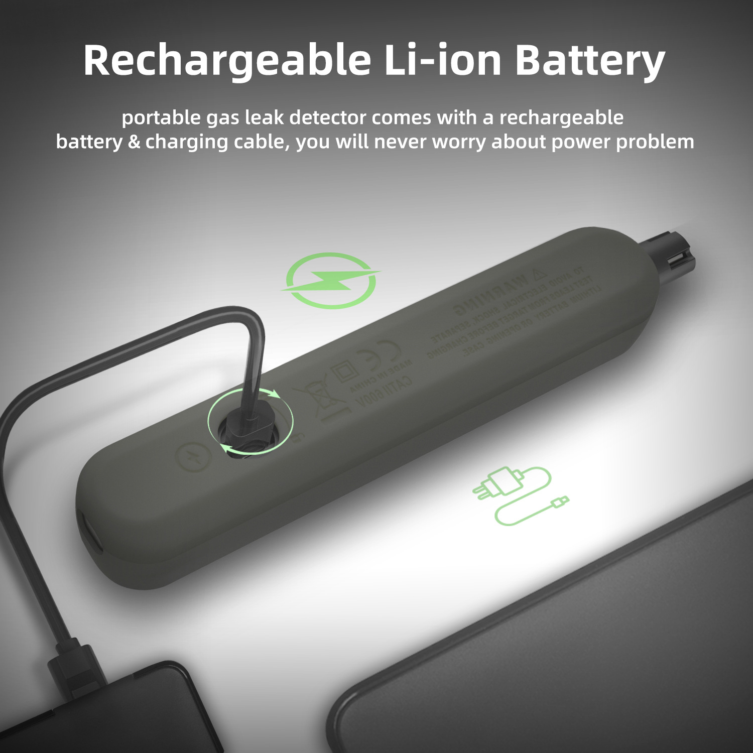 BSIDE G1 portable rechargeable combustible gas detector natural gas gas leak alarm thermometer