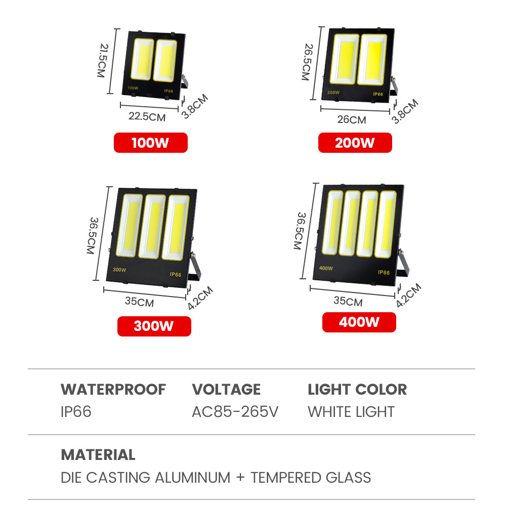 Flood Light outdoor waterproof AC85-265V wide pressure flood light floodlight 50W/100W/150W/200W