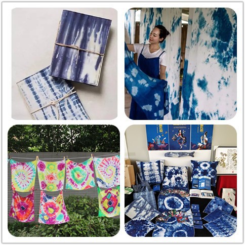 Pure cotton tie-dyed cloth Tuo dyed white small square handkerchief children students kindergarten leaves Tuo dyed all cotton square