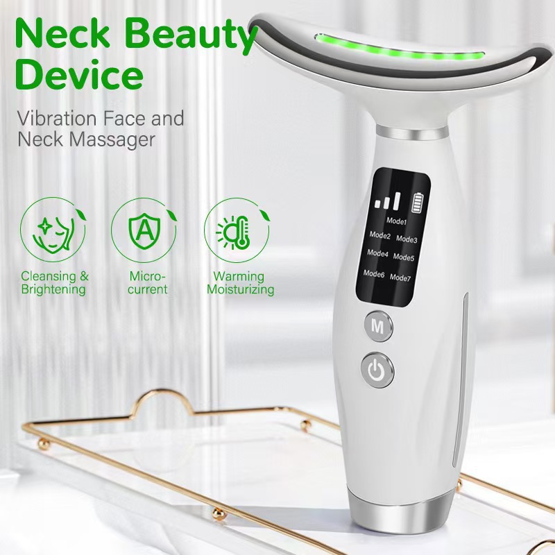 Cross-Border Neck and Neck Pattern Massager Introduction Instrument Multi-Functional Neck Beauty 7-Color Light Beauty Instrument Lifting and Firming Home Use