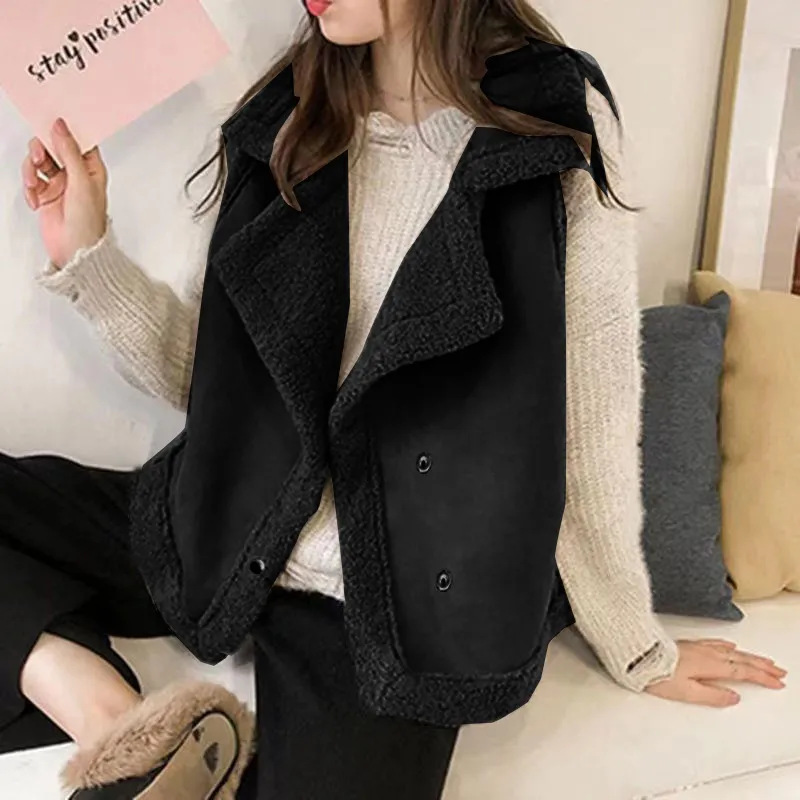 Lamb Wool Vest Women's Autumn and Winter New Loose bf Sleeveless Vest Waistle Fur One-piece Suede Vest Jacket