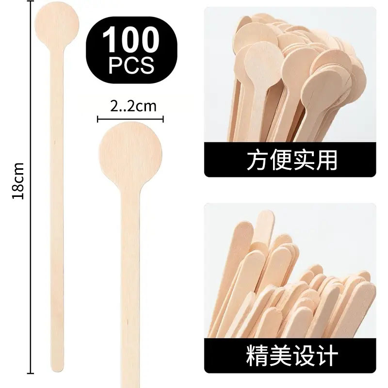 Daily Round-Head Mixing Stick with Logo Printable Wooden Disposable Coffee Stirring Stick Thickeneded Hot Drink Honey Stirring Stick