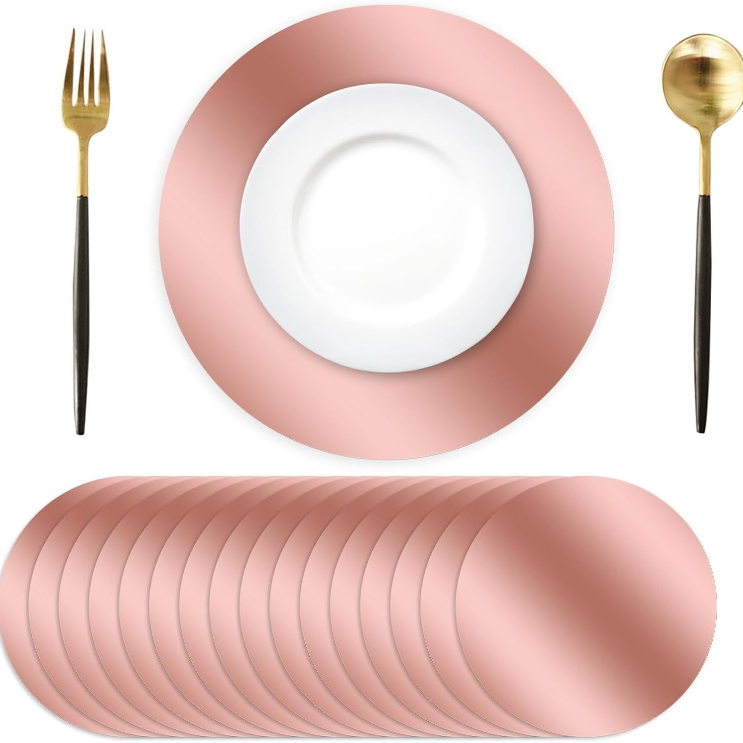 Cross-Border Amazon Disposable Rose Gold Paper Placemats Suitable for Dining Table Kitchen Banquet Wedding Birthday Dinner Decoration