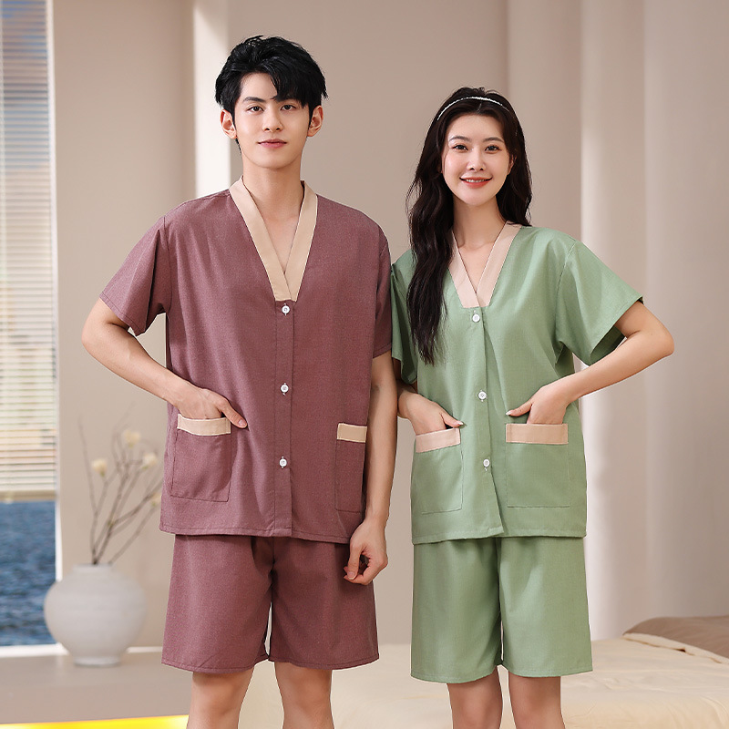 Moxibustion clothing TR anti-wrinkle front and back open button physiotherapy clothing cardigan cardigan back scraping acupuncture massage health sweat steaming cardigan clothing