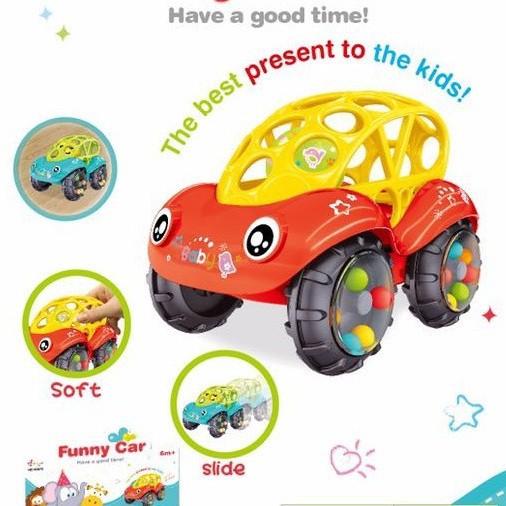 Doudou Fun Soft Rubber Toy Car Inertial Sliding with Colorful Balls Anti-Fall Children's Toy Car