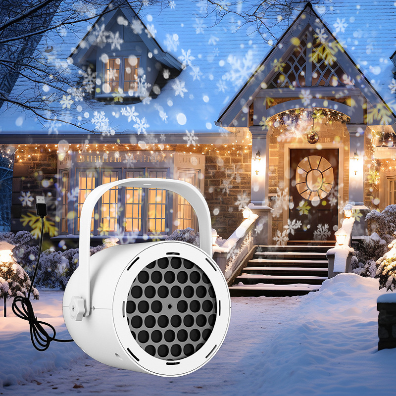 Cross-Border Manufacturer Led Snowflake Projection Lamp USB Film Picture Rotating Lamp Christmas Decoration Atmosphere Accessible Luxury Atmosphere Lamp