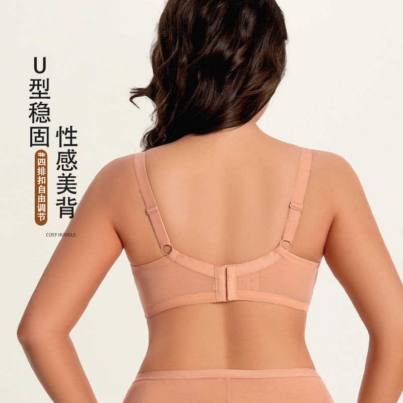 Cross-border plus size underwear women's big chest small anti-sagging gathered breathable bra large cup chubby girl bra wholesale