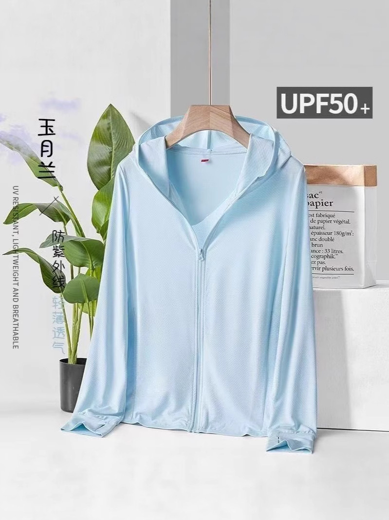 Sun Protection Clothing Thin Hooded Jacket for Men and Women Ice Silk Cool Quick-Drying Outdoor Sports Fishing Purple Cycling Mesh Jacket