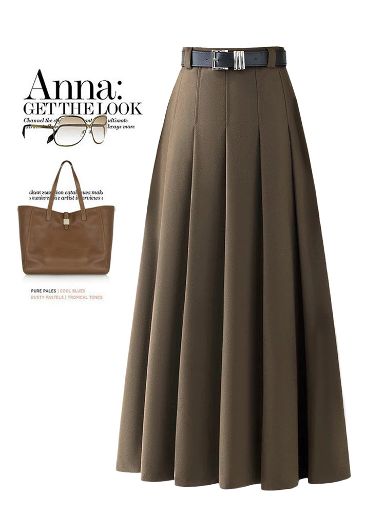 2024 Ins style suit skirt women's high waist versatile slim fit slimming pleated skirt mid-length skirt A- Line dress